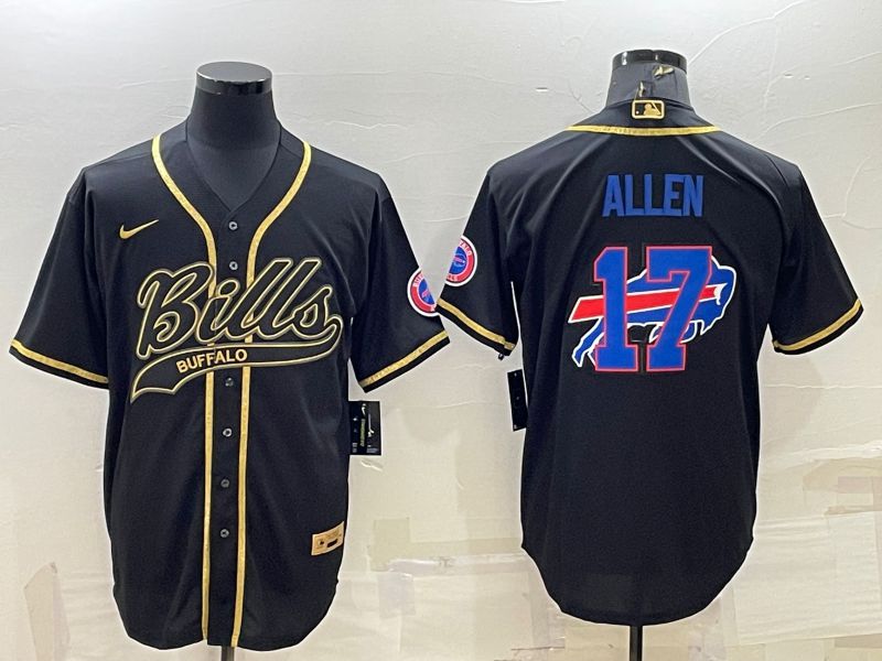 Men Buffalo Bills 17 Allen Black Gold 2022 Nike Co branded NFL Jersey